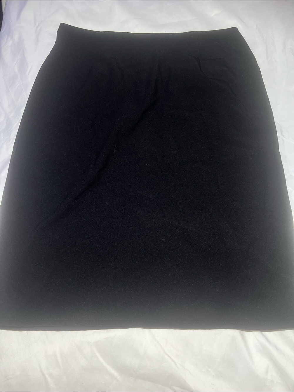 The Moon Black Midi Pencil Skirt - Size Large (L) - Back Zip & Vent Slit